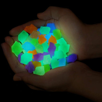 Oubest Fish Tank Decorations Rocks Little Glow in The Dark Aquarium Stones Fish Turtle Tank Pebbles Gravel Garden Rocks 300Pc 1.4cm