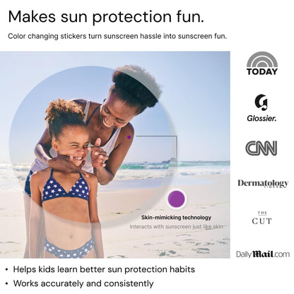 SpotMyUV UV Detection Stickers for Sunscreen with Patented Dermatrue SPF Sensing Technology, Know When to Reapply Sunscreen to Help Prevent Sunburn, 16 Count