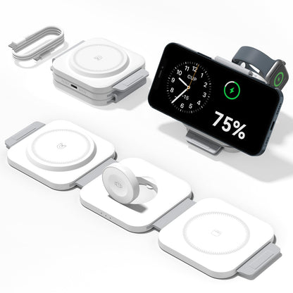 3 in 1 Charging Station for Apple Multiple Devices, Foldable Magnetic Fast Wireless Charger Dock, Travel Charging Pad for iPhone 17 16 15 14 13 12 Pro Max Plus Apple Watch Series & AirPods 4/3/2/Pro