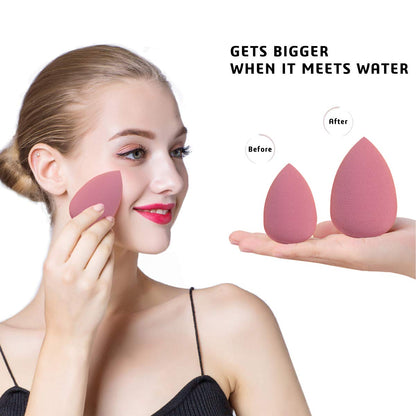 8Pcs Makeup Sponges Set- 7Pcs Beauty Sponge Blenders and 1 Bottle 1 Holder for Blending Foundation, Cream and Powder (Pink, Metal Holder-Can Packaging)