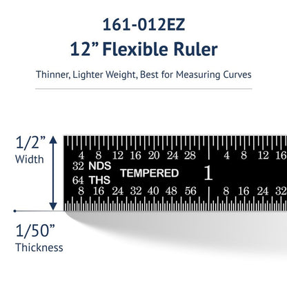 PEC Tools Stainless Steel Ruler Set (6"+12"), High-Contrast Machinist Ruler with Markings 1/32", 1/64", 1/50" and 1/100", Made in USA