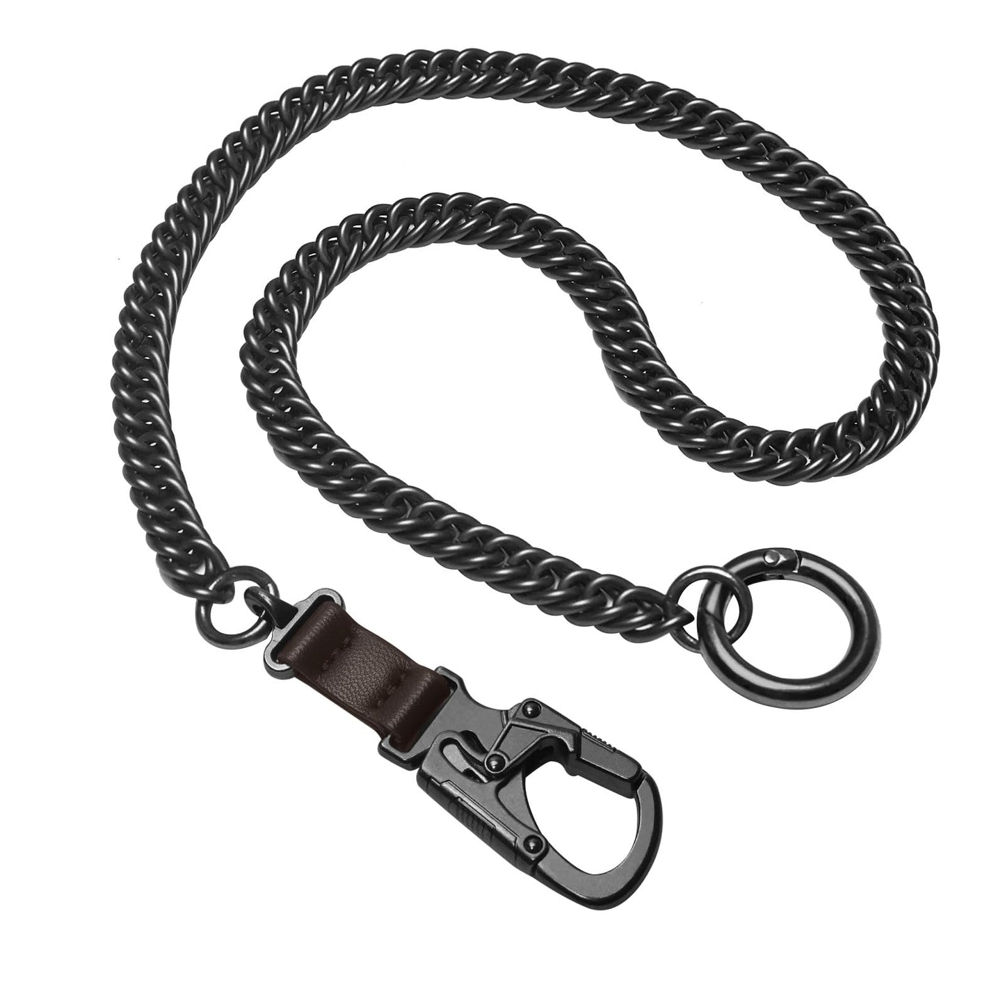 Ahiller Men's Punk Style Wallet Chains, 25" Lightweight Long Stainless Steel Keychain with Double Lock Carabiner, Anti-Loss Design for Jeans, Pants & Handbag (YK-Gunmetal)