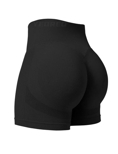 YEOREO Boost Professional Women Workout Shorts 3.6" Scrunch Shorts Seamless High Waisted Contour Gym Yoga Biker Shorts Black