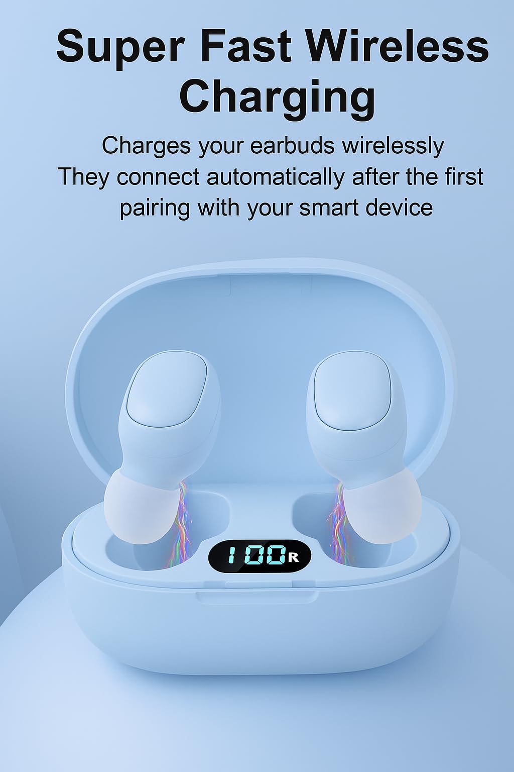 Acuvar Waterproof Bluetooth Headphone Wireless Earbuds – Bluetooth 5.0 Earbud Wireless Headphone with Microphone, Touch Controls, Noise Cancelling, 3D Stereo Bass & Smart LCD Charging Case (Blue)