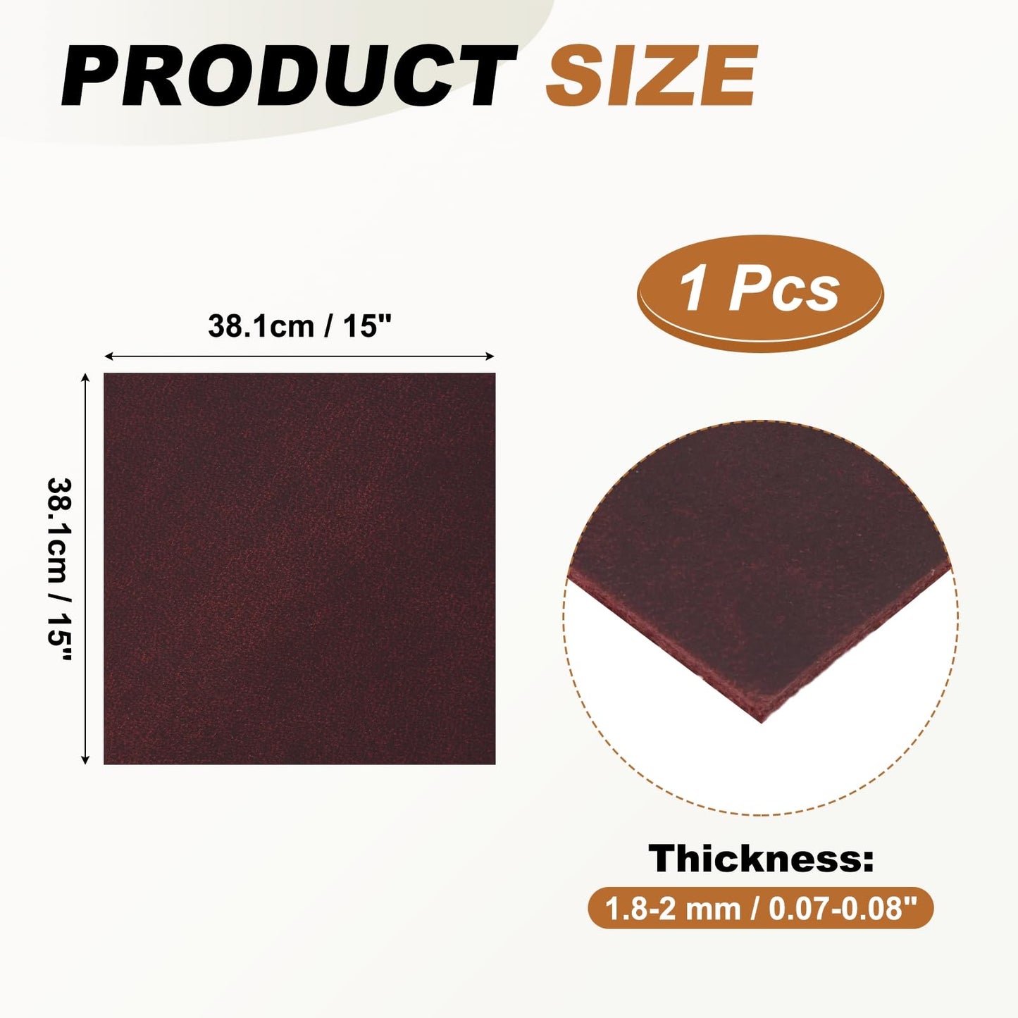 MECCANIXITY Genuine Leather Sheets, 15" x 15" 4-5 oz (1.8-2mm) Thick Full Grain Leather Sheet Tooling Precut for Carving Engraving Molding Embossing Stamping, Dark Red