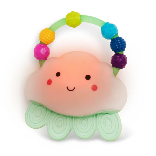 B. toys – Baby Light – Up Cloud Rattle – Rain – Glow Squeeze – Sensory Development & Comfort - Teething Rattle Toys for Babies 3+ Years Months