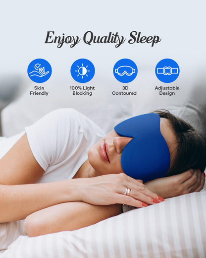 Sleep Eye Mask for Men Women, 3D Contoured 100% Blackout Eye Mask for Sleeping with Adjustable Strap, Soft and Comfortable Night Blindfold, Shade Cover for Travel Shift Work Nap, Black