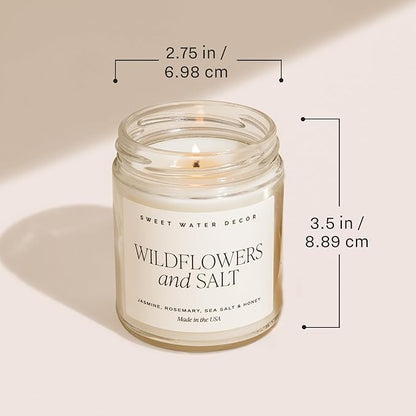 Sweet Water Decor Cashmere and Vanilla Soy Candle - Jasmine, Soft Cashmere, Sandalwood, Vanilla Scented Spring Candle for Home - 9oz Clear Jar with Lid, 40+ Hour Burn Time, Made in The USA