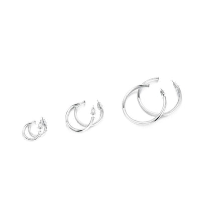 PAVOI 14K White Gold Hoop Earrings For Women - 2mm Thick 20mm Infinity Gold Loops - Gold Plated Earrings Set - Lightweight