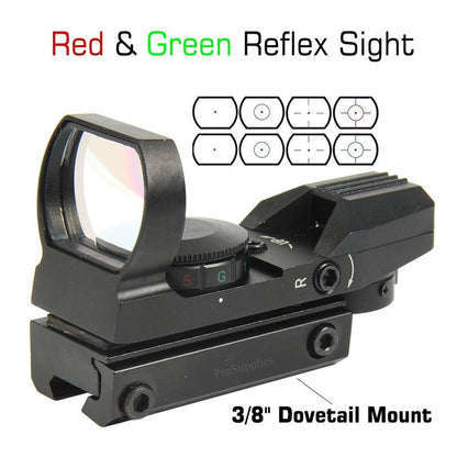 TACFUN Red and Green Reflex Sight with 4 Reticles, 3/8" Dovetail Mount for Airgun Airsoft and .22 RF