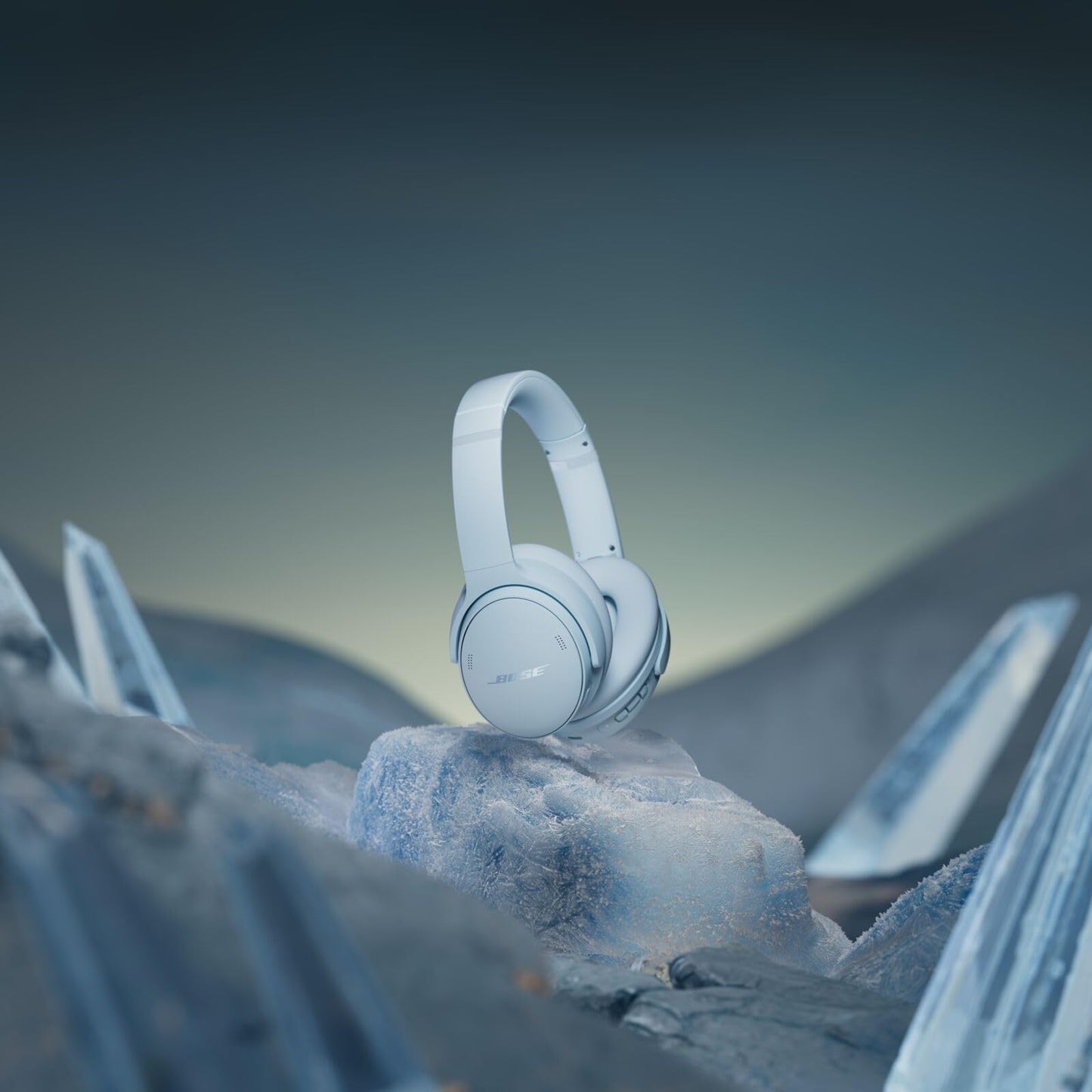 Bose QuietComfort Headphones - Wireless Bluetooth Headphones, Active Over Ear Noise Cancelling and Mic, USB-C Charging, Deep Bass, Up to 24 Hours of Playtime, Ice Blue - Limited Edition Color