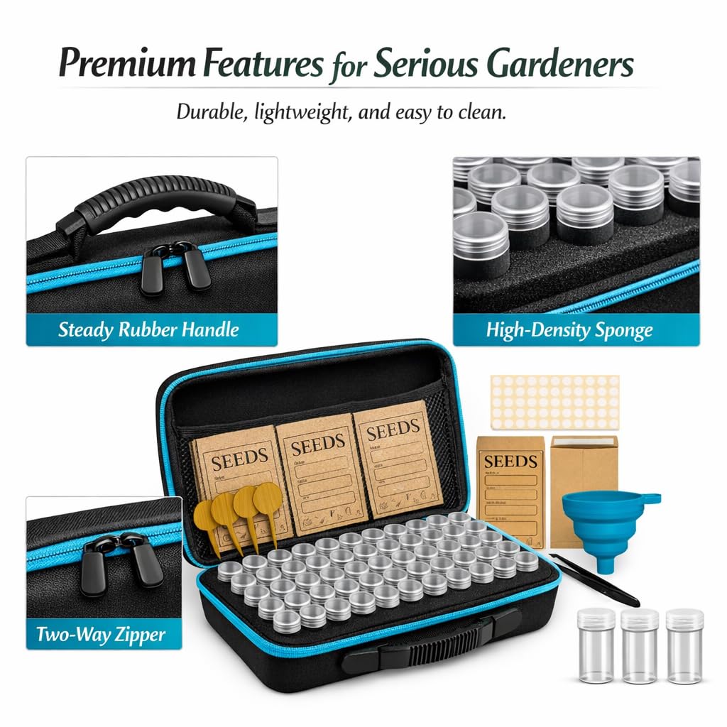 Seed Storage Organizer Kit with 120 Containers, Seed Saver Storage Box for Seed Collection & Preservation, Seed Envelopes, Labels, Funnel & Tweezers, Garden Seed Organizer for Gardeners