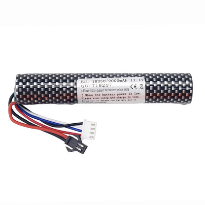 MOONZON 3S 11.1V 2000mAh Li-ion Battery with SM-2P Plug Connector Whith Adapter and USB Charging Cable, Suitable for Airsoft Gel Water Droplet Blaster Air Gun Gel Ball Shock Wave Spare Battery
