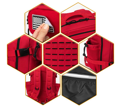 QT&QY 25L Military Tactical Backpacks For Women Survival Army Laser cut Molle Daypack small EDC Bug Out Bag Gym Rucksack With Dual Cup Holders medical Rucksack Red heavy duty backpack