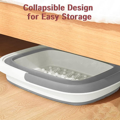 Collapsible Foot Bath Basin for Soaking Feet,Pedicure Foot Spa, Foot Tub with Handles and Massage Acupoint,Multifunction Collapsible feeting Soak Tub-Green