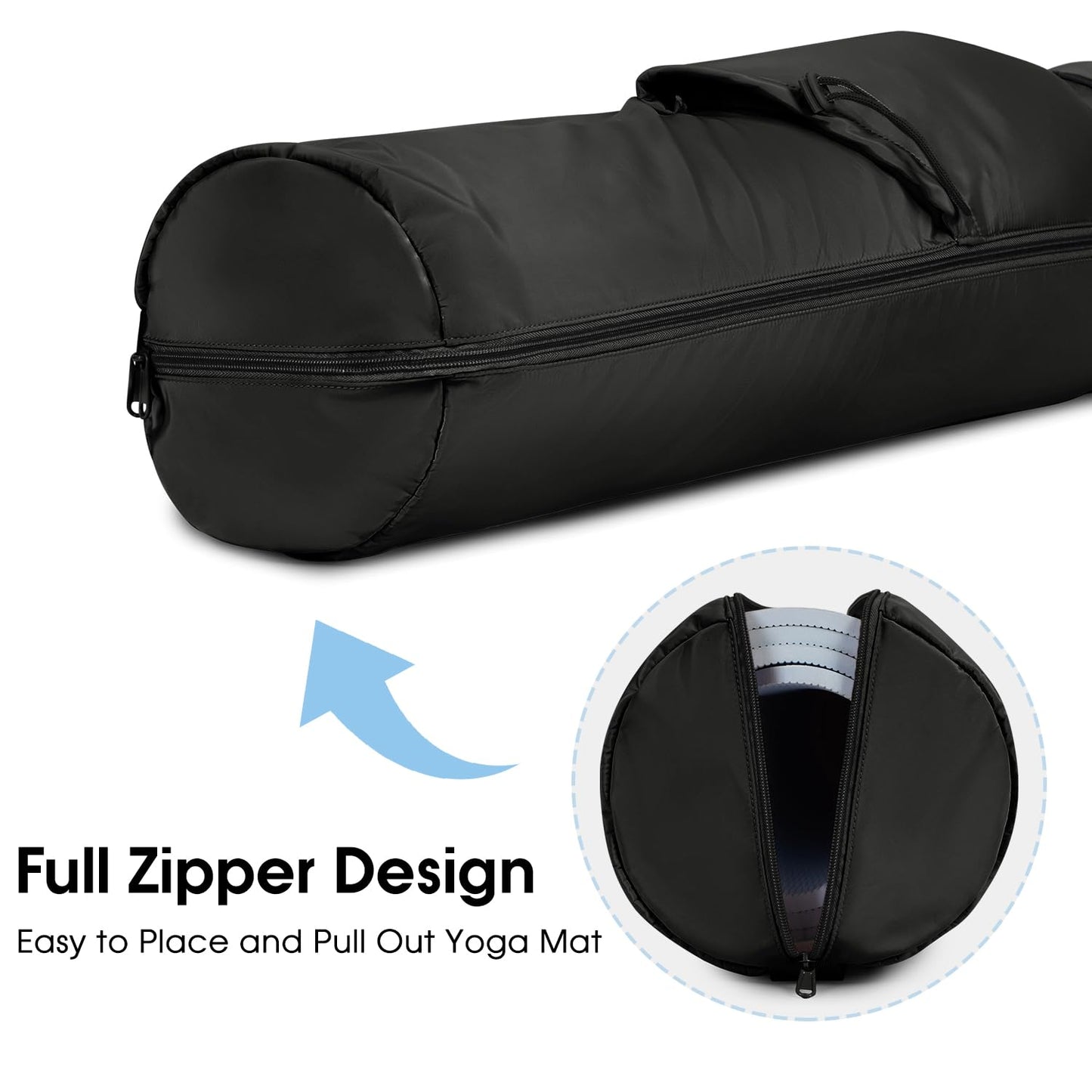 sportsnew Yoga Mat Bag, Full Zip Cargo Yoga Mat Carrier Bag with Drawstring Water Bottle Pocket and Bottom Wet Pocket, Exercise Yoga Mat Carrier Holder Multi-Functional Storage Bag patent pending