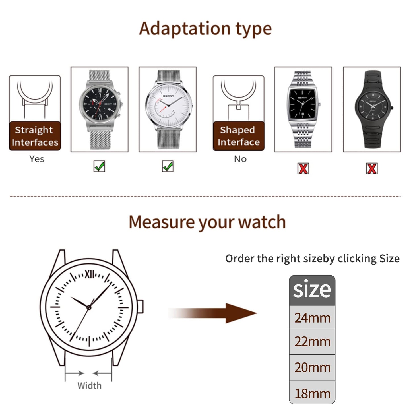 BERNY Stainless Steel Mesh Watch Band for Mens Women Quick Release Adjustable Watch Straps Thick Heavy Duty Metal Bracelet with Safty Clasp Black 24mm
