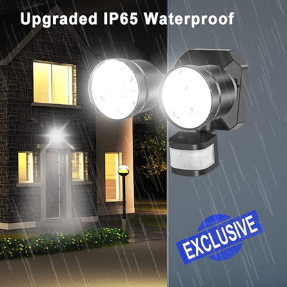 EMANER Motion Sensor Light Outdoor, Dusk to Dawn Floodlight 5000K, 4-Mode Security Light 2800lm Waterproof, 120V Eave Mount Spotlight for Porch Garage Backyard (1Pack, Black)