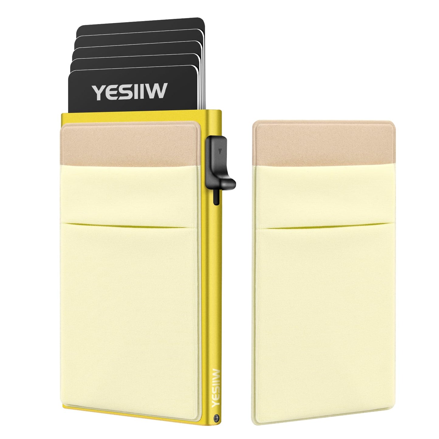 YESIIW Slim Card Holder Wallet for Women & Men - Minimalist Pop-up RFID Blocking Wallet - Anniversary & Birthday Gifts for Mom, Wife, Friend, Sister - Lemon Gold