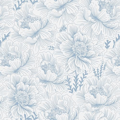 Guvana Peel and Stick Wallpaper Blue Floral Contact Paper Boho Wallpaper Modern Large Blue Flower Wall Paper for Bathroom Bedroom Living Room Accent Wall Removable Waterproof Vinyl Rolls 17.3in¡¿78.7in