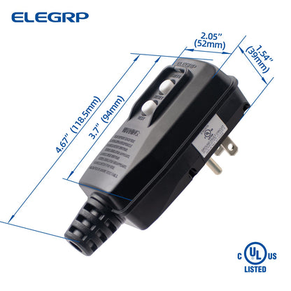 ELEGRP G1215PA G20PAS Patented Auto Monitoring GFCI Replacement Plug Assembly, Auto Reset 15A Grounded 3 Wires 3 Prongs for Smart Toilet, Power Pressure Washer, Pool Pump etc, UL, 1 Pack, White