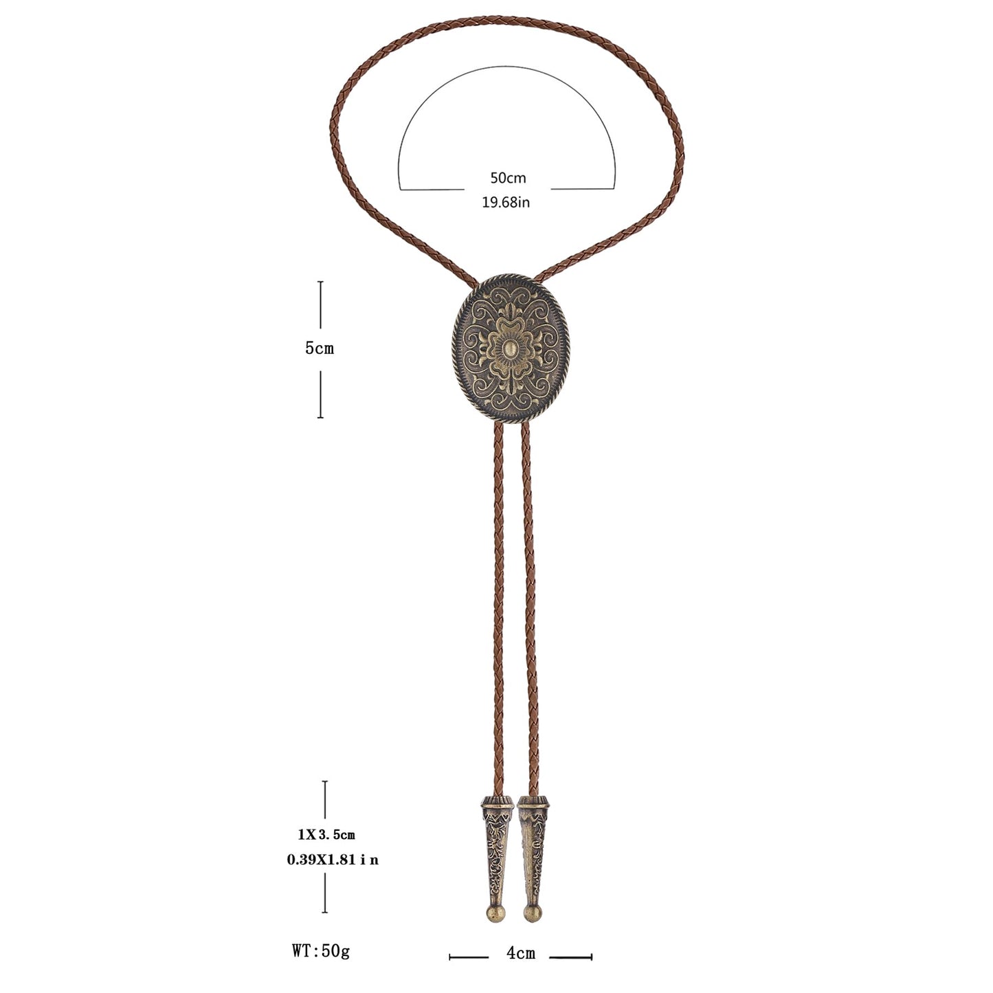 GelConnie Brown Leather Bolo Tie for Men Gothic Western Wedding Necktie Vintage Bolo Tie Flower Western Jewelry for Women