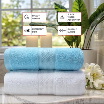 Cotton Bath Towels Set, 2-Piece Set Super Absorbent Quick Drying, Suitable