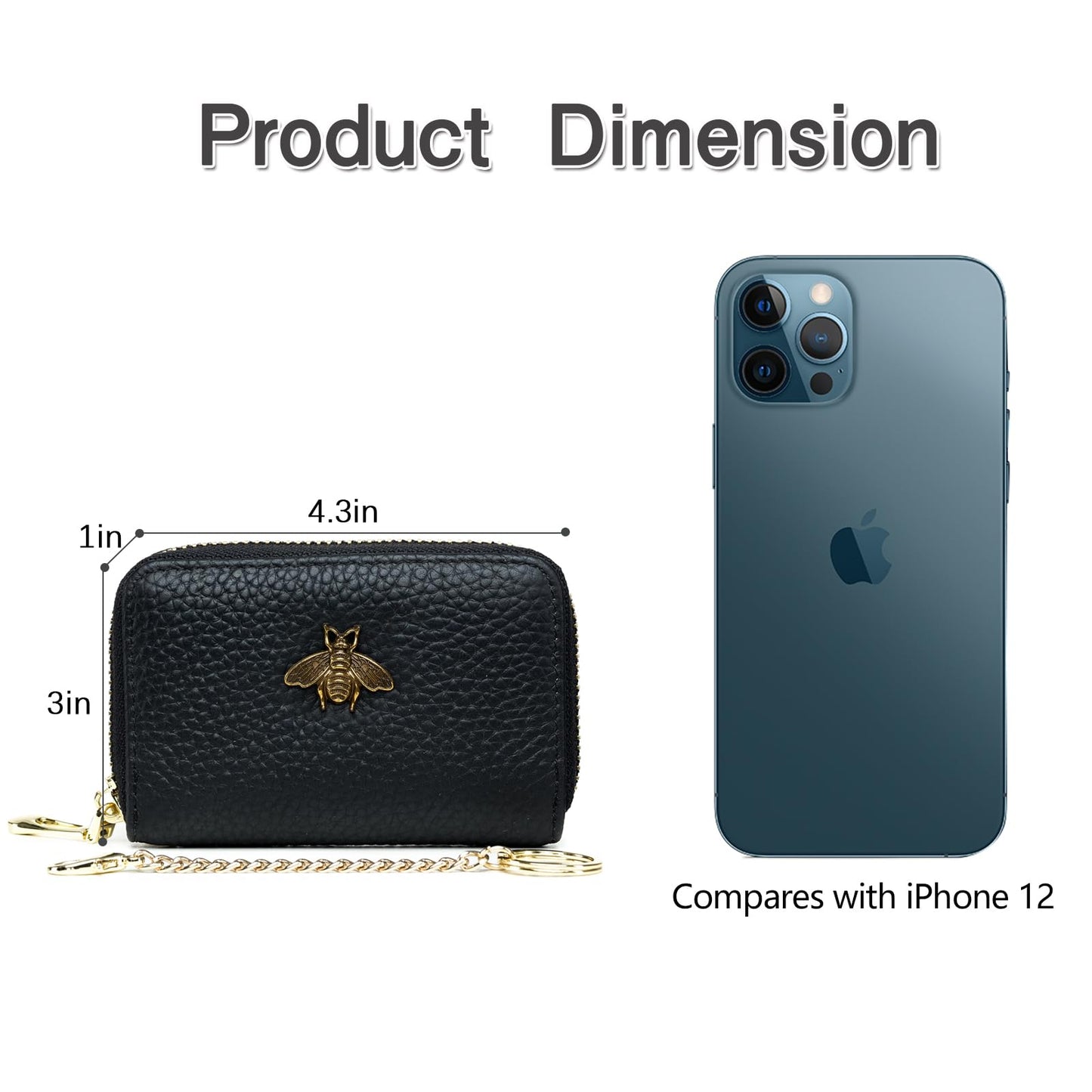 imeetu RFID Credit Card Holder, Small Leather Zipper Card Case Wallet with Keychain and ID Window for Women (Pro,Olive Green)