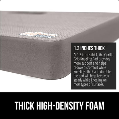 GORILLA GRIP® Extra Thick Patent Pending Supportive Foam Kneeling Pad, Large Cushion Knee Pads for Gardening, Baby Bath Time, Dirt and Water Resistant, Workout and Garden Supplies, 17.5x11, Gray