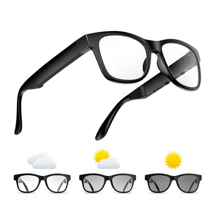 Bone Conduction Glasses, Open-Ear Headphones Bluetooth, Photochromic Sunglasses Anti Blue Ray, IP6 Waterproof Audio Glasses, Hand-Free Calling and Music, Smart Glasses for Women and Men