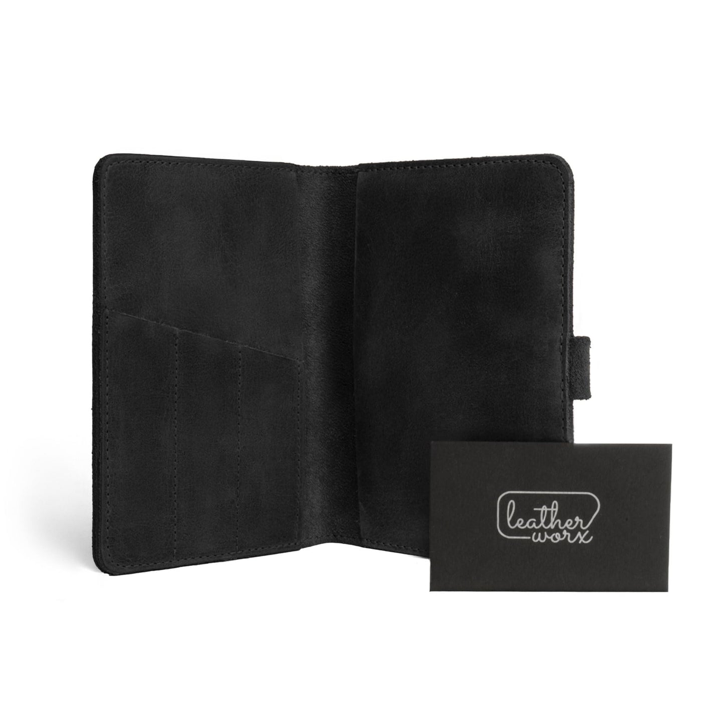Leather Worx, Rustic Cover for Field Notes (3.5 x 5.5 in. Notebook not Included) with Pen Slots, Protective Storage for Journal, Full Grain Leather, Handmade (Charcoal Black)
