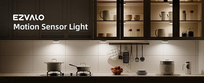 EZVALO Under Cabinet Lighting,1000mAh Rechargeable Puck Lights with Remote,3 Color Temps & 12 RGB Motion Sensor Closet Lights Indoor,Dimmable Under Cabinet Lights for Kitchen,Cabinets,Closet (3 Packs)