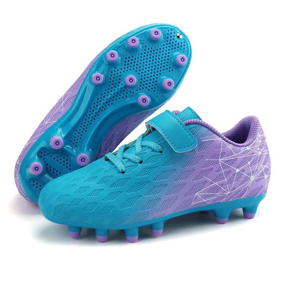 brooman Kids Firm Ground Soccer Cleats Boys Girls Athletic Outdoor Football Shoes (4,Mint Purple)