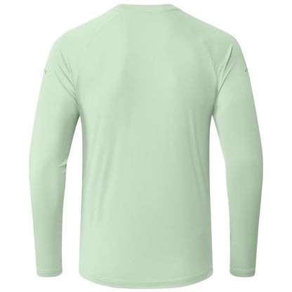 Men's Long Sleeve Rash Guard Swim Shirts UPF 50+ Sun Protection Dry Fit T-Shirt Athletic Tops for Running Hiking Fishing Light Green M