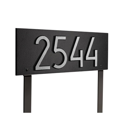 Whitehall Personalized Cast Metal Lawn Mounted Address Sign - The Mid-Century Modern Rectangle Plaque. Made in the USA. Display your address Custom house number sign.