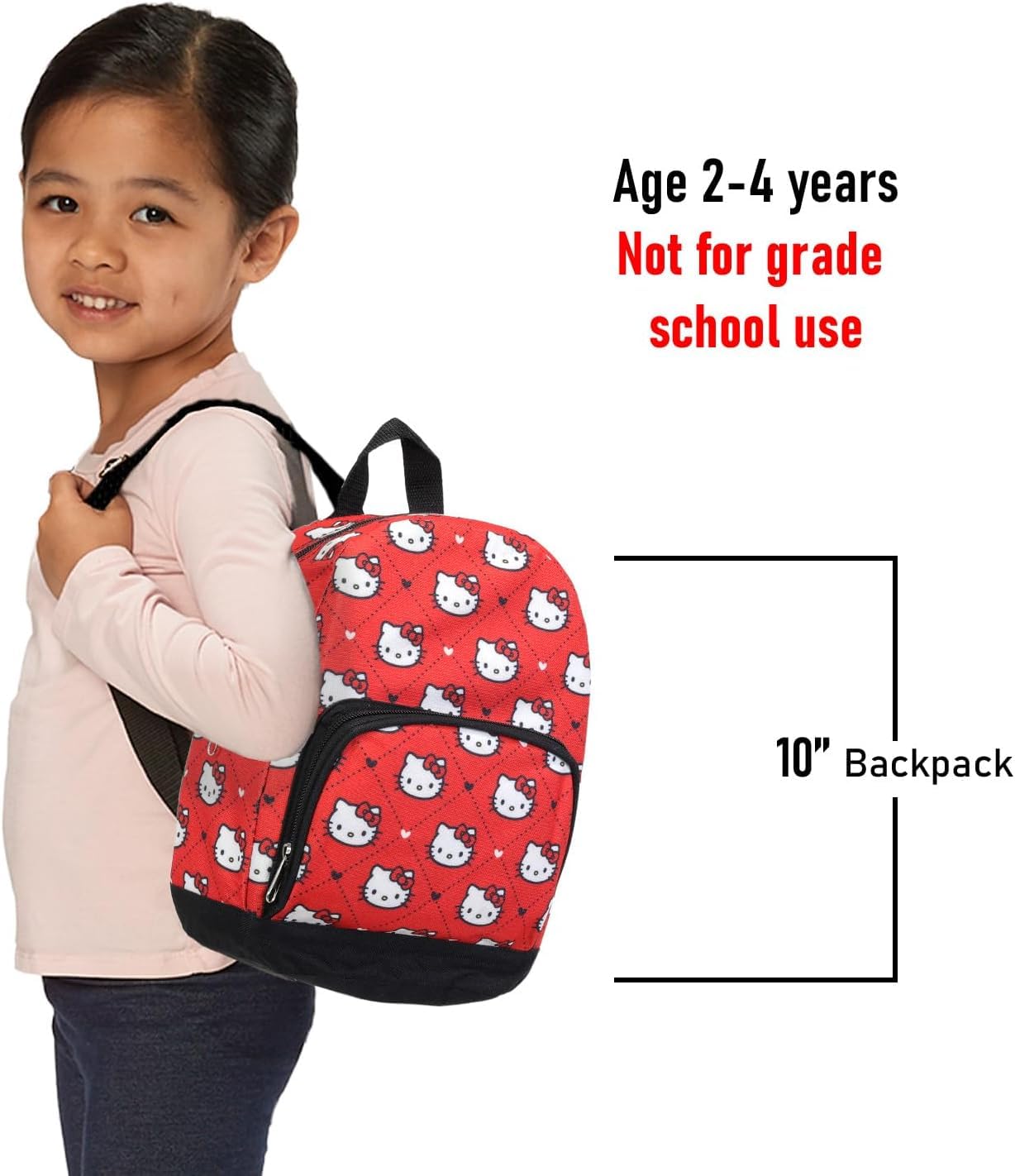 Hello Kitty Mini Backpack with Wallet Set - Bundle with 10” Woven Backpack with Front Pocket and Card Organizer for Women | Hello Kitty Travel Bag Set