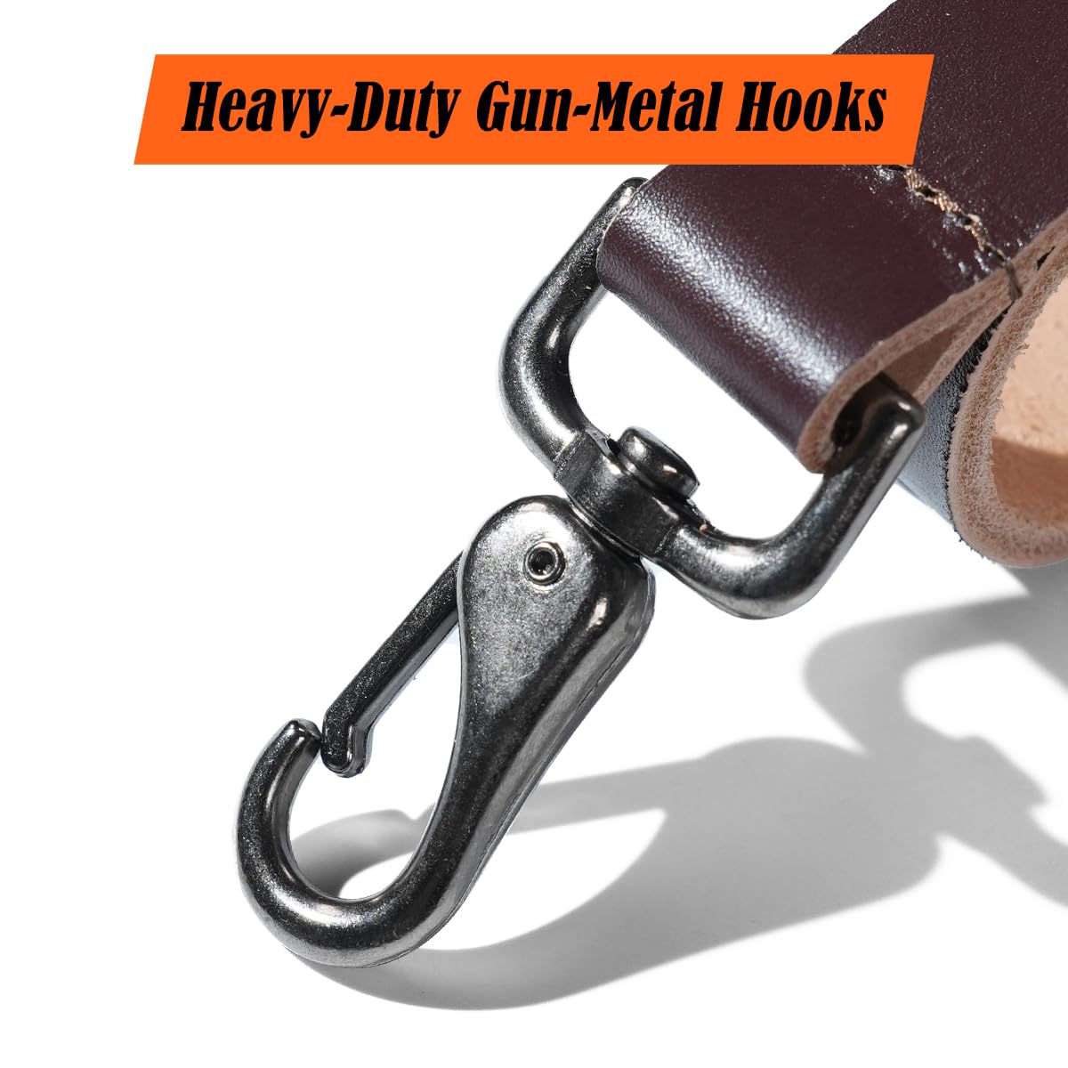 WELKINLAND Heavy-Duty Buffalo Leather Work Suspender, 1.5"-Wide Brown Leather Suspenders for Man, Top-Grain Leathers Suspender Man Belt Loop for Jeans, Genuine Leathers Suspenders for Men Western
