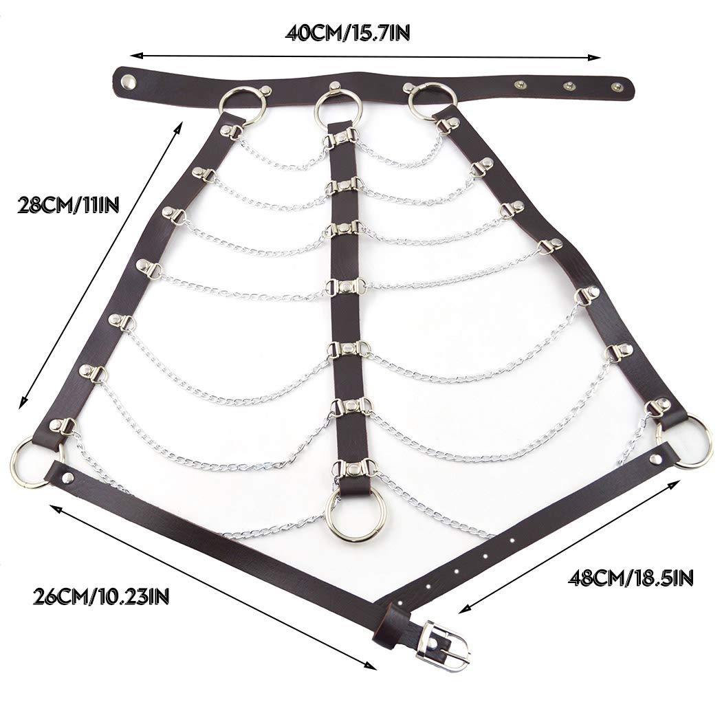 Zoestar Leather Chest Harness Chain Belt Black Fashion Rave Body Accessories for Women