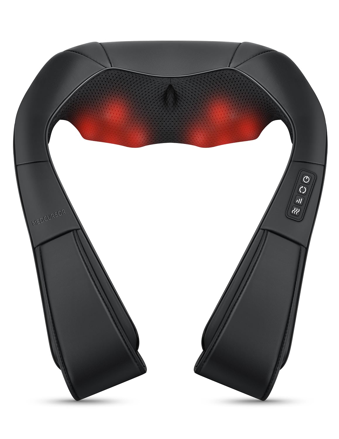 Medcursor Neck Massager, Portable Electric Shiatsu Back Massage Device with Heat, Deep Tissue 3D Kneading Pillow for Muscle Pain Relief (No Battery)