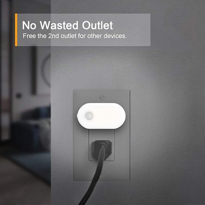 Lyridz Plug in Night Light with Motion Sensor, 120LM Superior Bright Smart Mini LED Nightlight, Cool White with Stepless Adjustable Brightness for Bathroom, Bedroom, Kitchen, Stairs, Hallway, 2 Pack
