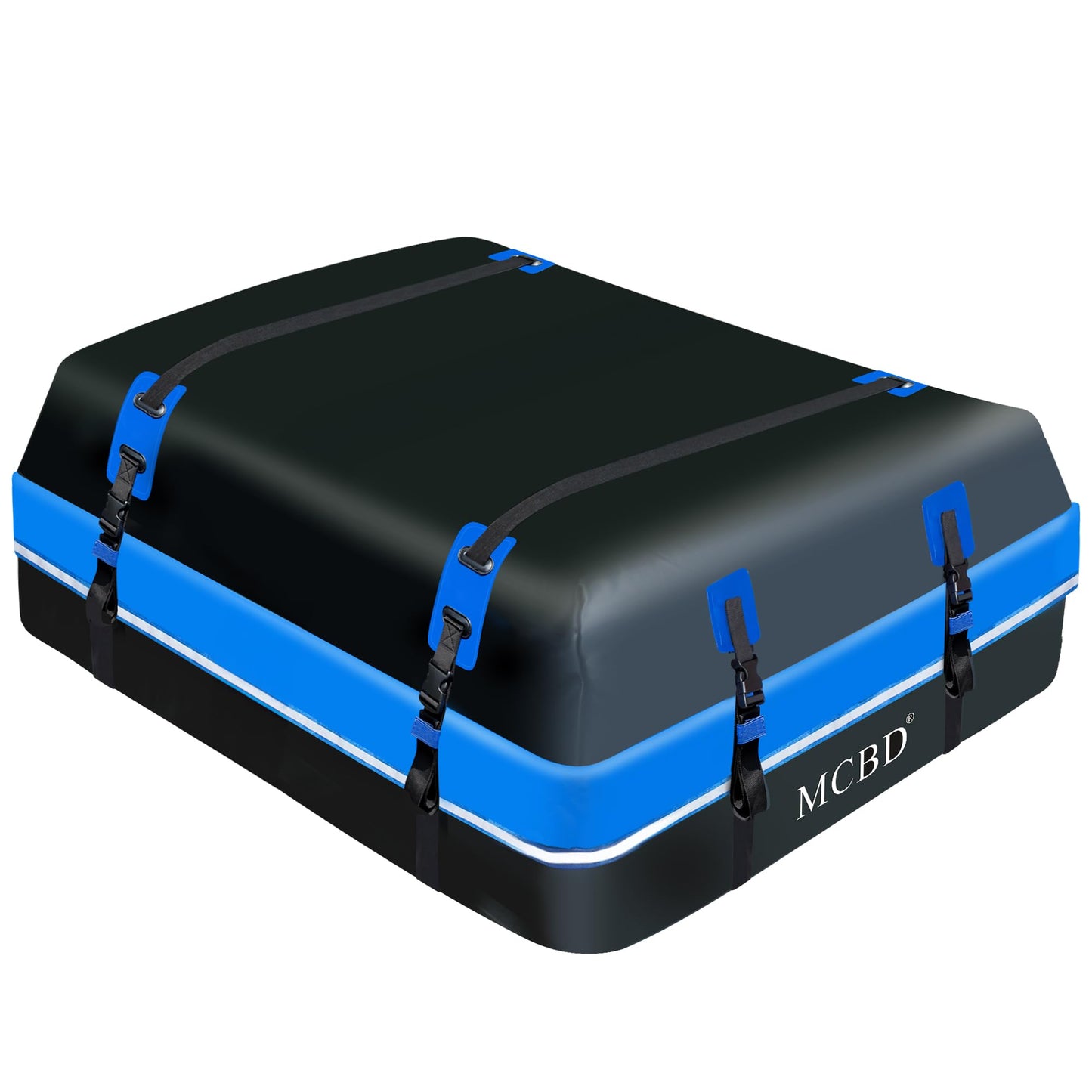 Rooftop Cargo Carrier Bag, 15 Cubic Feet Soft-Shell Waterproof Car Roof Luggage Bag for All Vehicles SUV with/Without Rails, Includes 10 Reinforced Straps + 4 Door Hooks,Storage Bag,Anti-Slip Mat,Blue