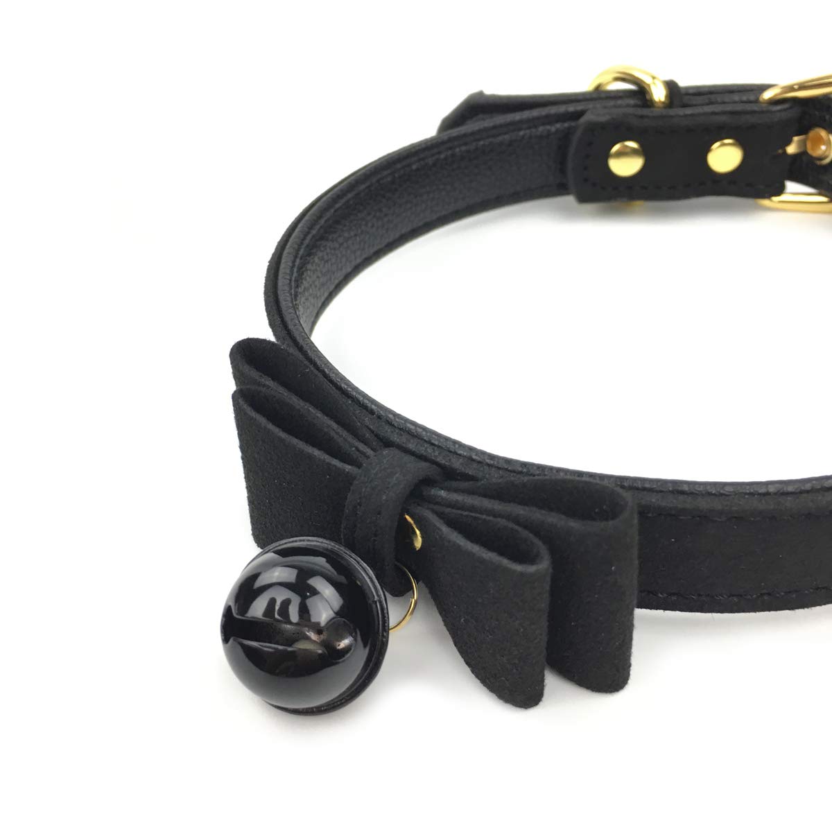 Succuba Black Bell Bow Choker Necklace Lolita Bow Collar Cat Kitty Velvet Necklace Choker for Women and Men (B)