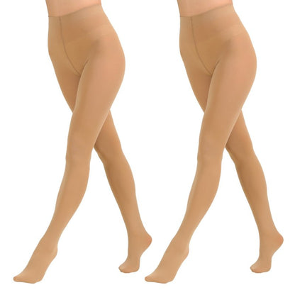 Paralinda 2 Pairs Women's Solid Color Tights 80D, Soft Opaque Microfiber Tights (Nude, S/M)