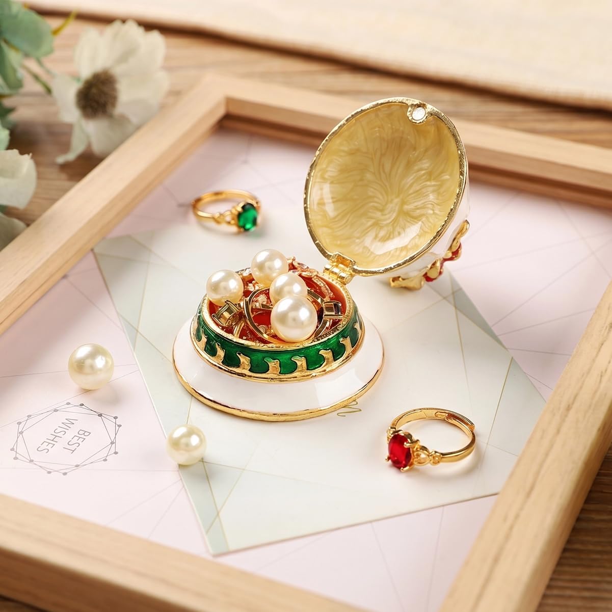 Janshe Cul Christmas Bell Trinket Boxes Hinged Hand-Painted Figurine Enamel Ornaments Craft Unique Xmas Gift for Home Decor(White)