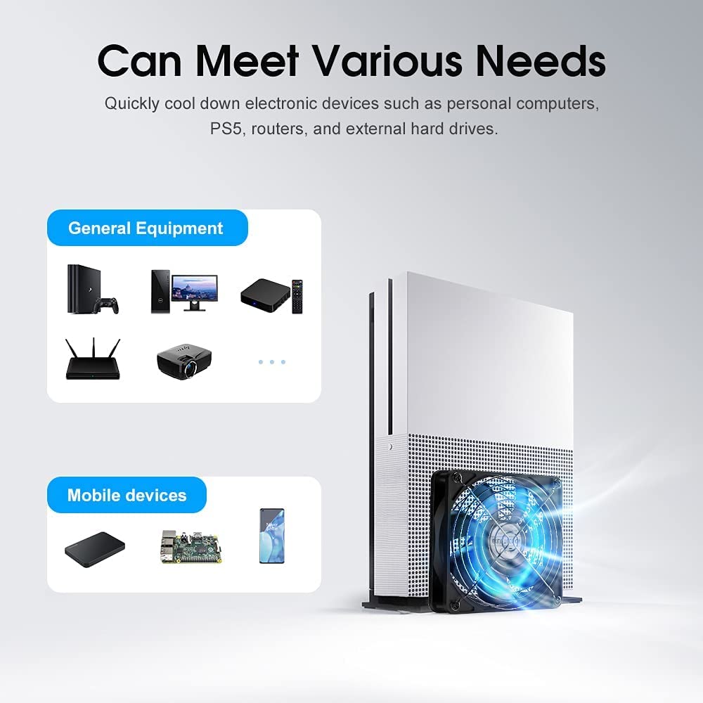ELUTENG 120mm Fan With 3 Speed 5V USB Powered Case Fan 1500PRM Gaming PC Portable Cooling Suitable for Tablet TV Receiver Router DVR Play Station Xbox Computer and More