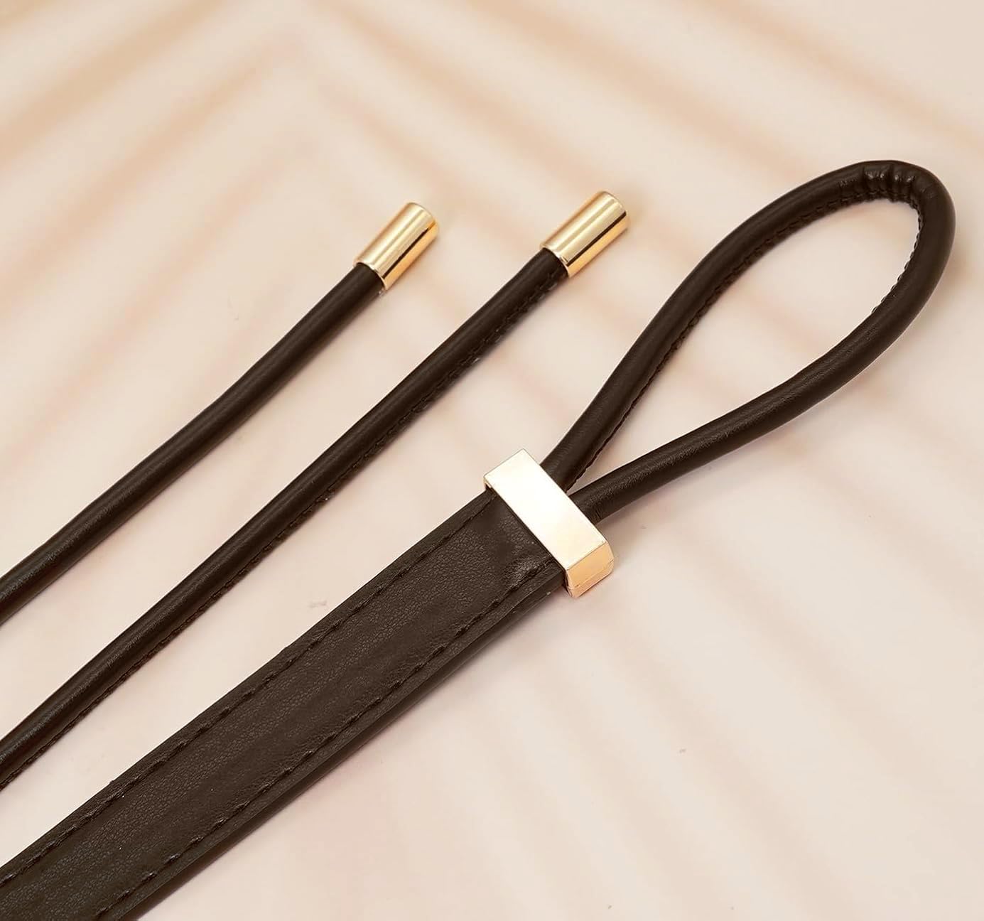 Buywis Skinny Belts for Women PU Leather Knotted Thin Waist Belt for Dresses Coffee Fit Waist 28"-40"