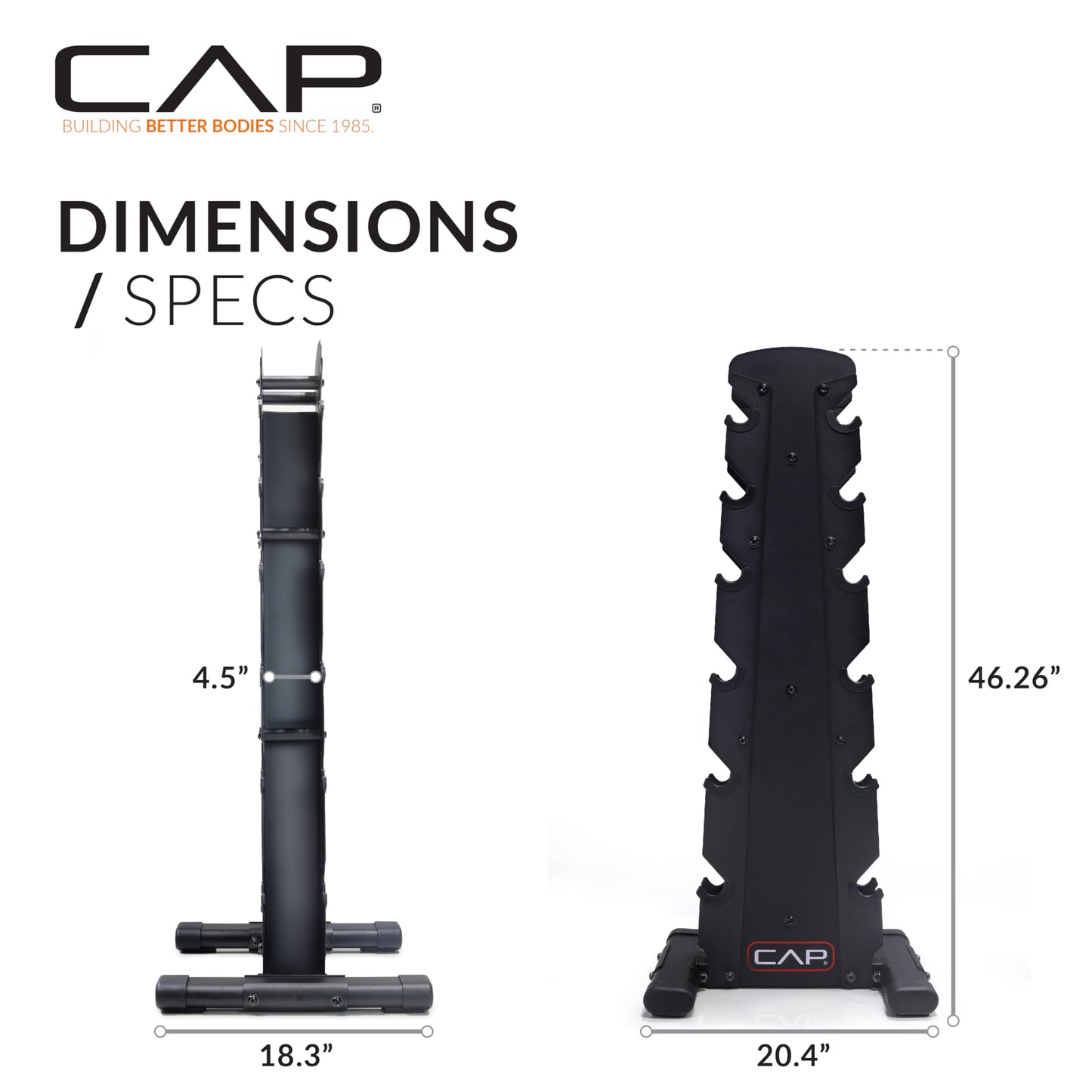 CAP Barbell Rubber Coated Dumbbell Weight Set with Vertical Rack | 100 lb, 150 lb, and 210 lb Options