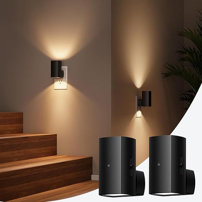 Brightown 2 Pack Night Lights Plug into Wall, Modern Night Light with Rotating Plug, Dusk to Dawn Sensor, 0-100LM Stepless Dimming Aora Night Light for Hallway Bedroom Bathroom, Soft White