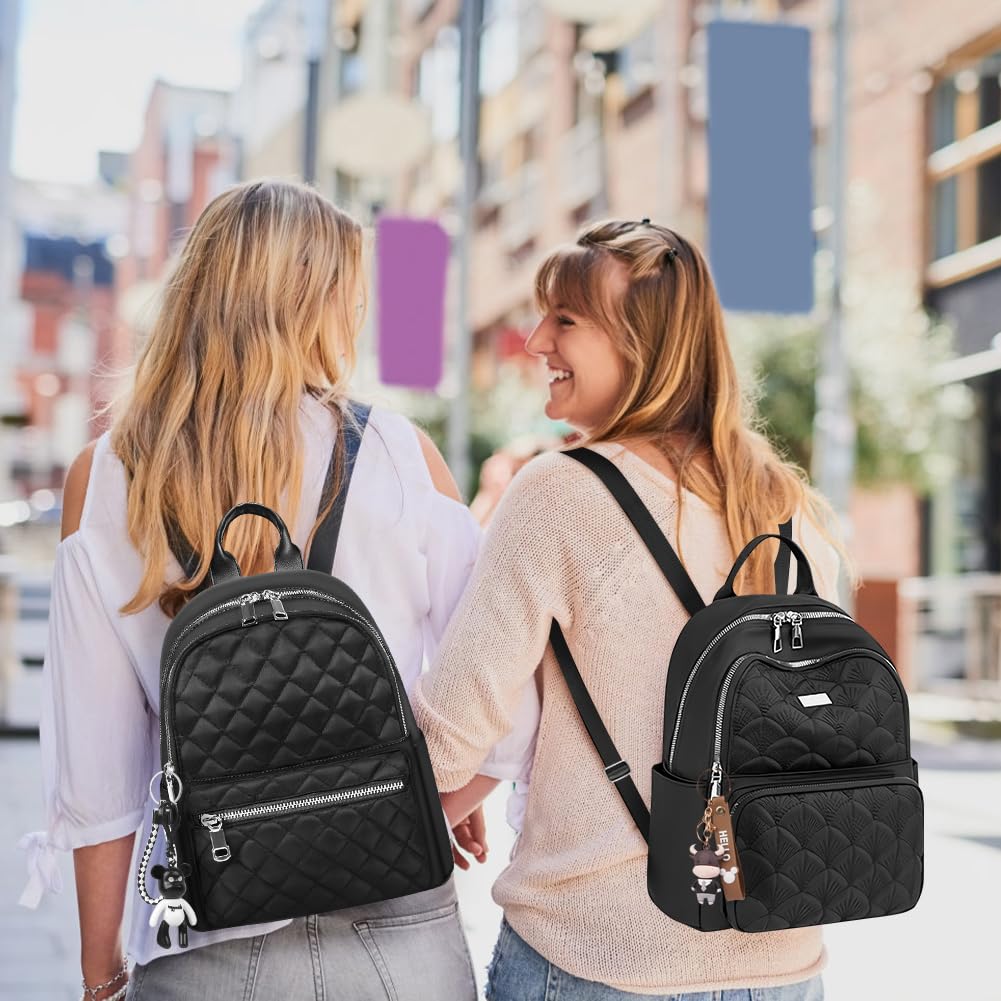 Aucuu Backpack for Women, Lightweight Nylon Casual Rucksack, Small Daypack School Bag, Quilted Trendy Backpack, Anti-Theft Travel backpack for Women