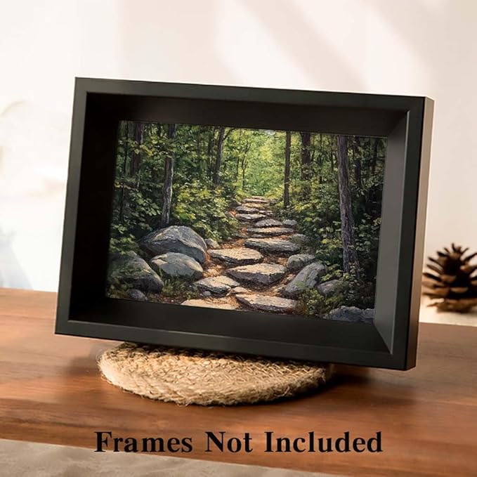 Yesad Nature Wall Art, Forest Path Landscape Wall Decor, Modern Farmhouse Canvas Art Abstract Botanical Canvas Décor Home Decorations for Living Room Bedroom (Unframed,18”x12”, Path)